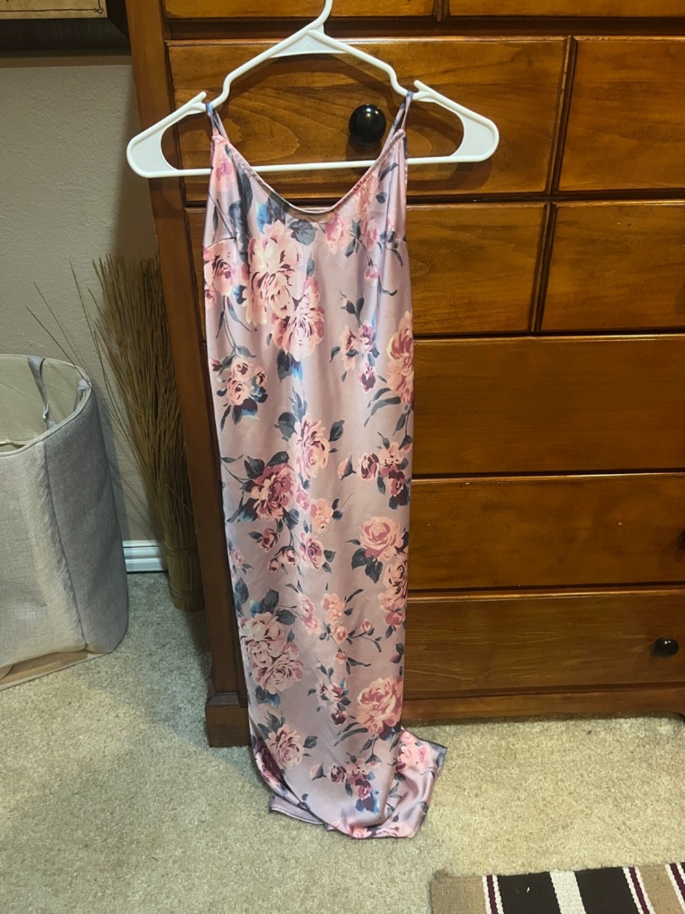 Free People Pink floral Satin Slip
